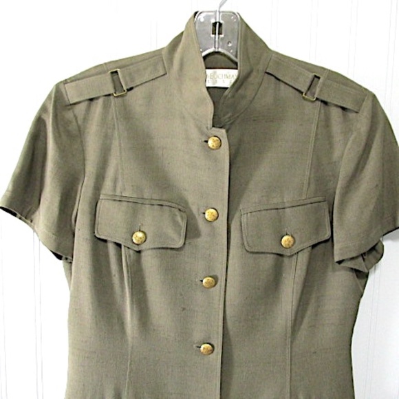 VTG Dana Buchman Military Style Tailored Shirt Dress, Size 4 - Picture 3 of 9